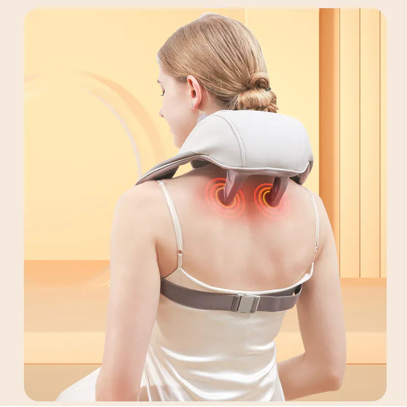 Shiatsu Soothing Heat Wireless Electric Deep Tissue 5D Kneading Massage Pillow Shoulder Leg BodyNeck and Back Massager with