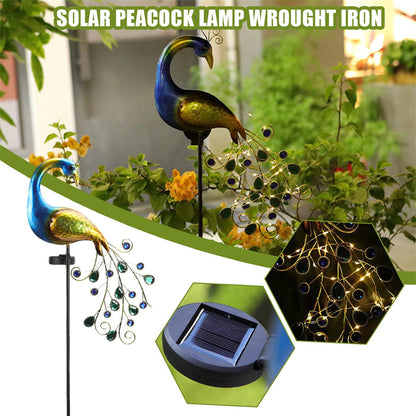 Solar Peacock Lights Outdoor LED Light Metal Peacock Statues Figurine Lawn Landscape For Yard Path Garden Decoration Sculpture