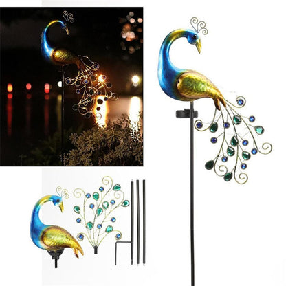 Solar Peacock Lights Outdoor LED Light Metal Peacock Statues Figurine Lawn Landscape For Yard Path Garden Decoration Sculpture