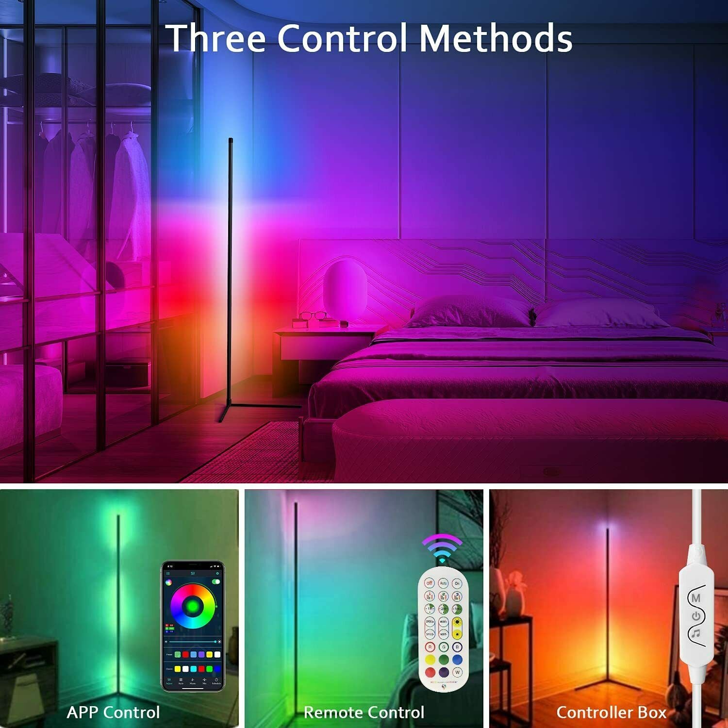 Living Room Dimmable Corner Floor Lamp 150Cm Stand Tuya Smart RGB LED Mood Light for Bedroom Nordic Home Decor Interior Lighting