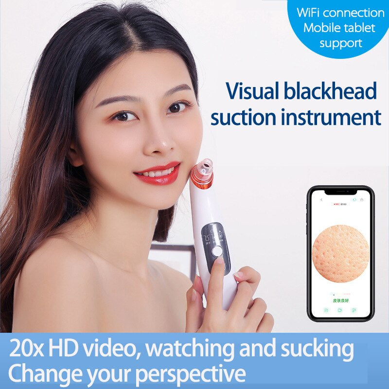 Professional title: "Wireless Camera Facial Blackhead Remover Vacuum with Pore Cleansing and Pimple Removal Functions, Includes 6 Interchangeable Heads"