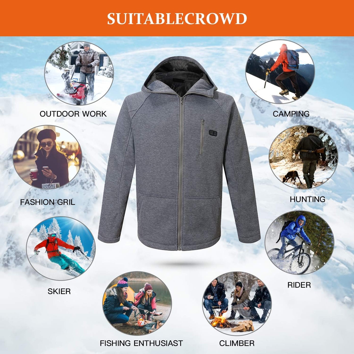 Unisex Heated Jacket, USB Electric Heat Vest for Men Women (Not Include Battery)