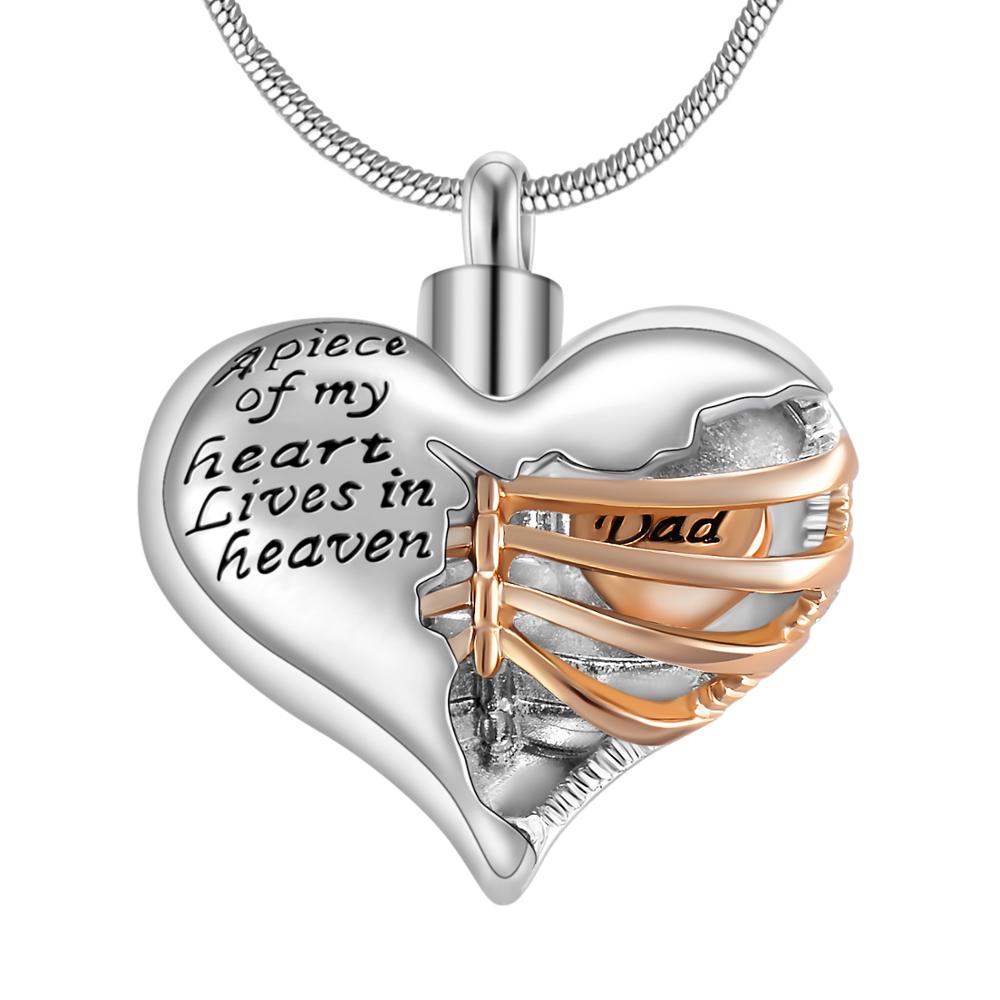 A piece of my heart lives in heaven Two Tone Locket Heart pendant