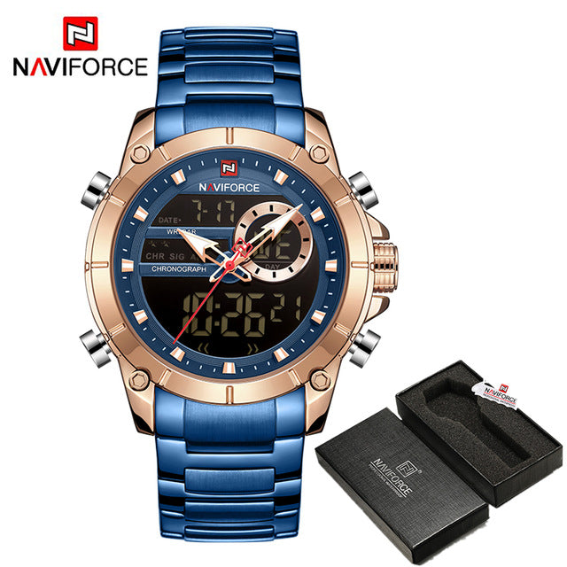 NAVIFORCE Men Military Sport Wrist Watch Gold