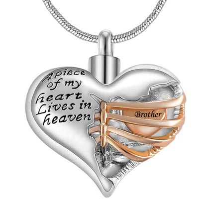 A piece of my heart lives in heaven Two Tone Locket Heart pendant