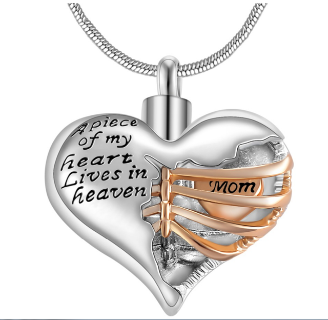 A piece of my heart lives in heaven Two Tone Locket Heart pendant