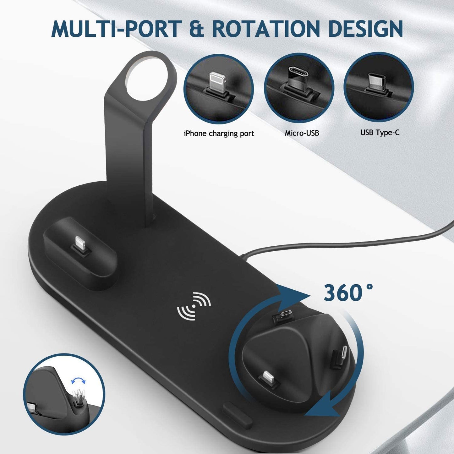 Labobbon 4 in 1 Wireless Charging Stand For Apple Watch