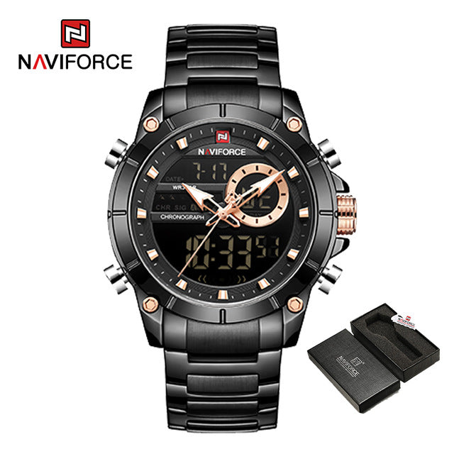 NAVIFORCE Men Military Sport Wrist Watch Gold