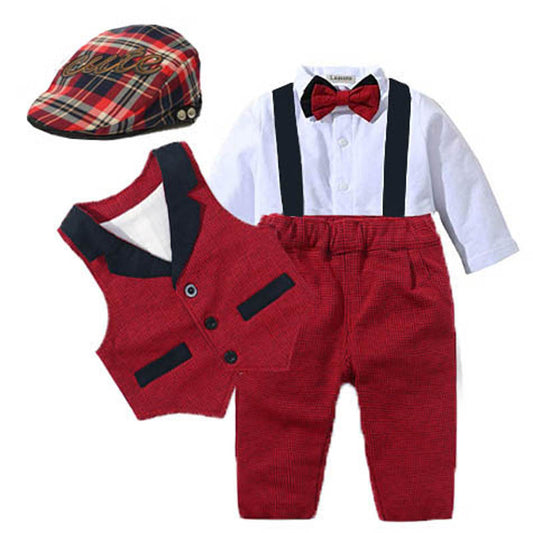 Baby Suits Newborn Boy Clothes Romper + Vest + Hat