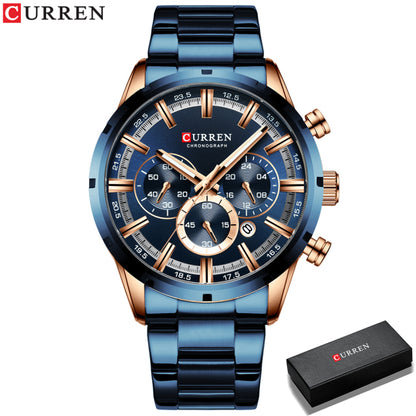 Curren Men Watch Blue Dial Stainless Steel