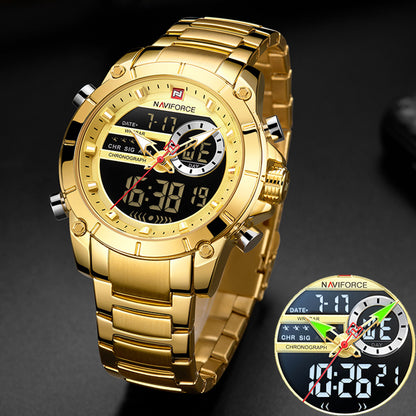 NAVIFORCE Men Military Sport Wrist Watch Gold