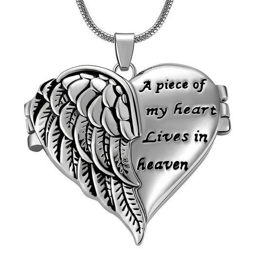 Angel Wing Heart Urn Necklace Ashes