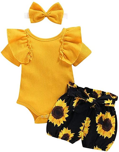 Newborn Infant Baby Girls Ruffle T-Shirt Romper Tops